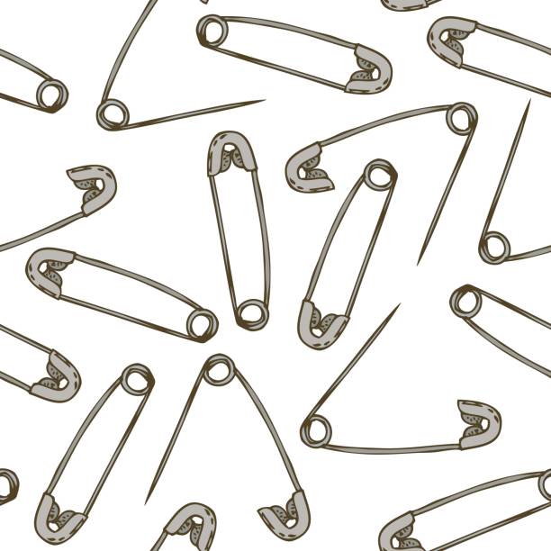 안전 핀이 있는 완벽 한 패턴 - sewing needlecraft product needle backgrounds stock illustrations