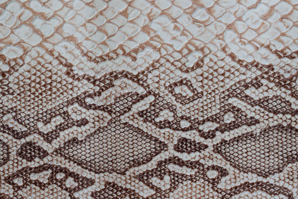 istock Genuine leather texture with imitation of exotic reptile with with an interesting pattern, trendy background, beautiful pattern. Concept of shopping, manufacturing 668771566