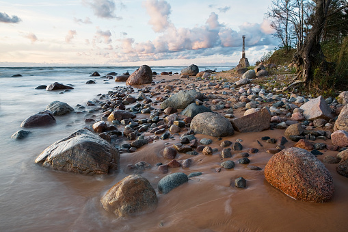 The beach rocks of Vidzeme rocky beach near Kurmjrags on a summer morning