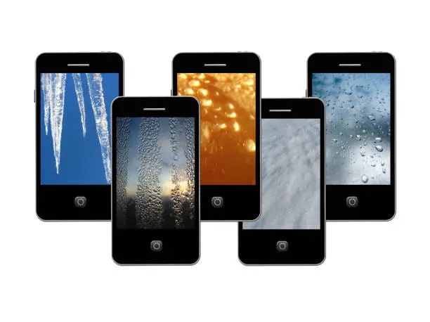 Photo of Modern mobile phones with water images