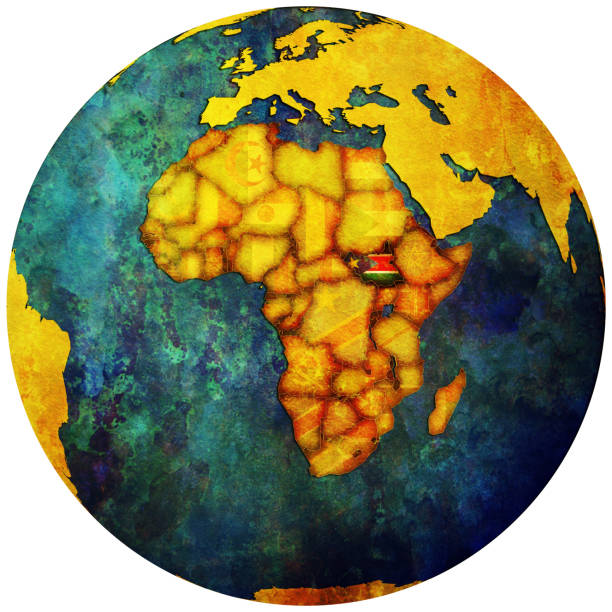south sudan territory with flag on map of globe