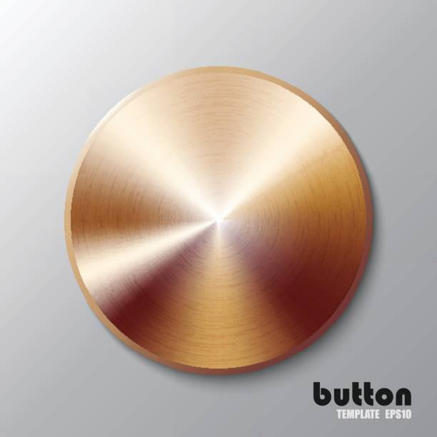 illustrazioni stock, clip art, cartoni animati e icone di tendenza di modello di disco o pulsante bronzo - brass buttons