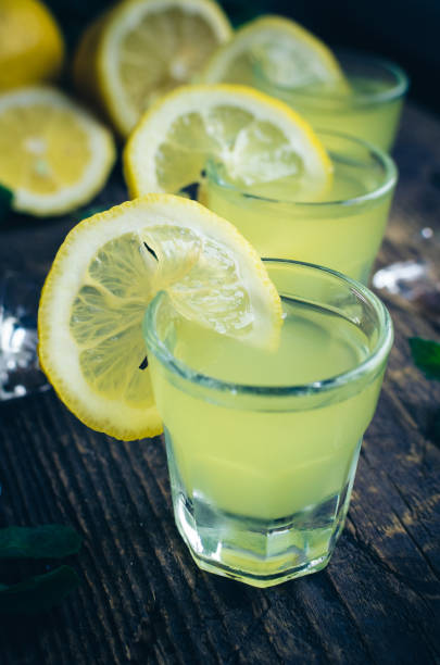 istock Italian traditional liqueur limoncello with lemon 668798248