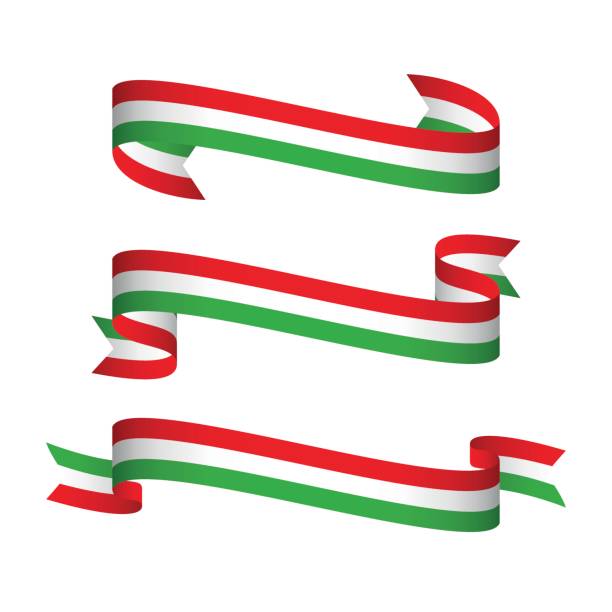 набор из трех современных лент с итальянским триколором, сделано в италии символ, векторная иллюстрация - czech republic czech flag flag national flag stock illustrations