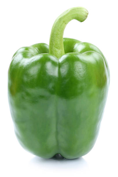 istock Bell pepper paprika green side view vegetable isolated on white 668811674