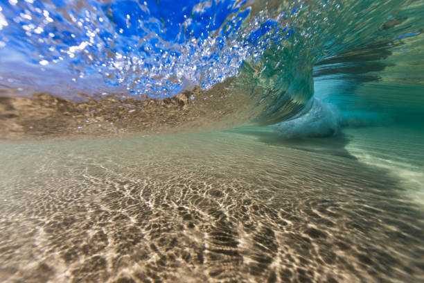 Underneath a Breaking Wave stock photo