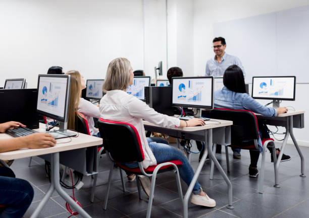 istock Teacher giving an IT class at the university 668843244