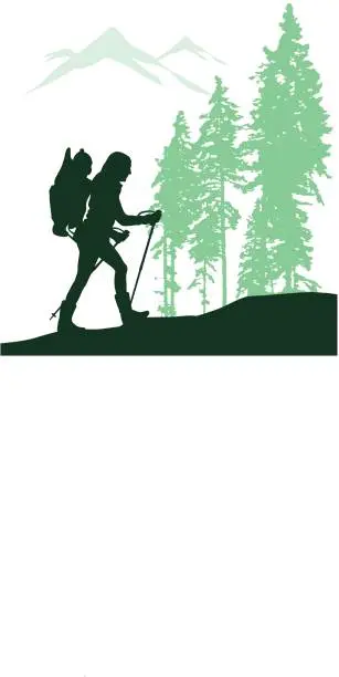 Vector illustration of Parent And Child Hiking Adventure