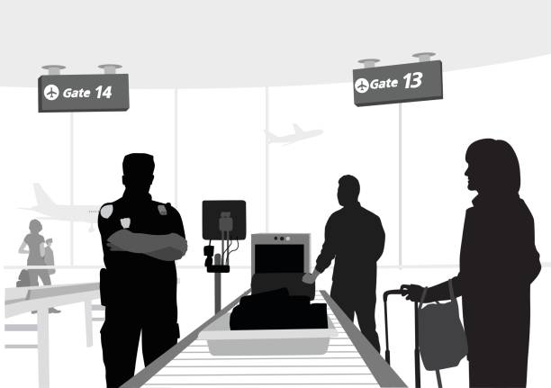 bildbanksillustrationer, clip art samt tecknat material och ikoner med säkerhetskontroller - airport security