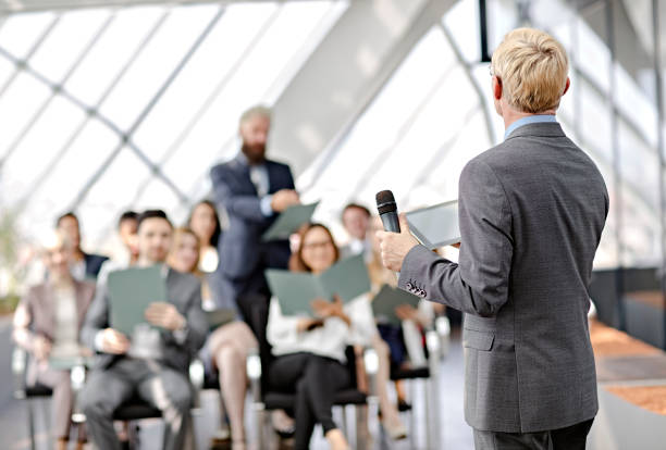 istock Speaker presenting at business seminar 668846848