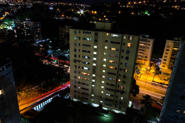 istock Long exposure, and lit buildings 668849668