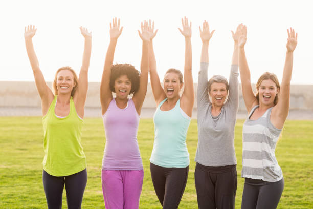 istock Happy sporty women cheering 668863466