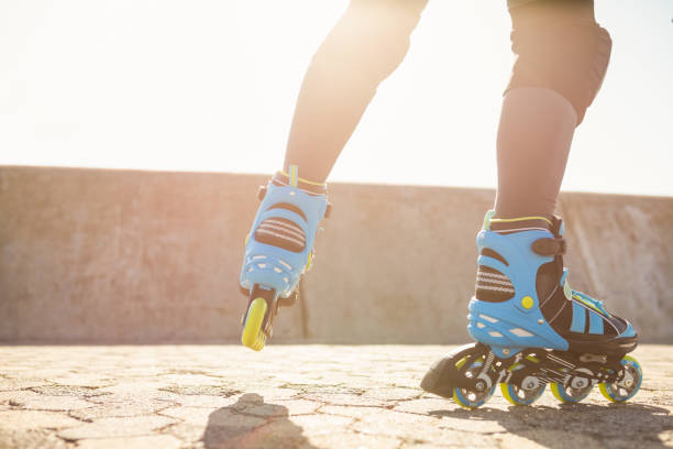 istock Close up view of inline skates skating 668881766