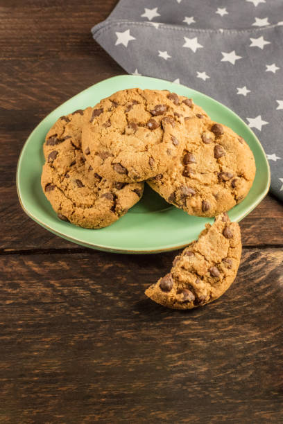istock A teal plate of chocolate chips cookies with copyspace 668908130