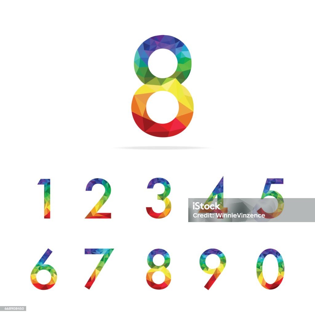 Rectangular 8 Number Rainbow Polygon Number Eight Stock Illustration - Download Image Now ...