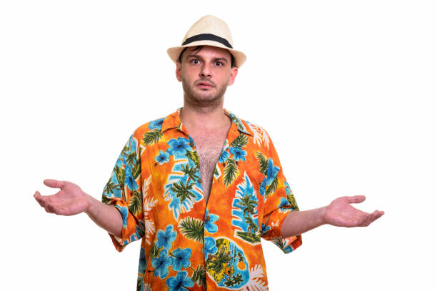 istock Studio shot of young tourist man looking confused 668908610