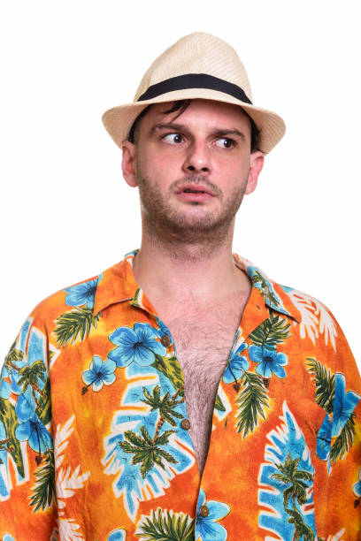 istock Close up of young tourist man thinking while looking scared 668908618