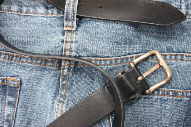 istock Wide leather belt for jeans pants 668909672