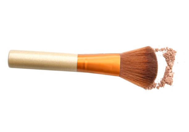 istock Face powder and brush on white background 668915102