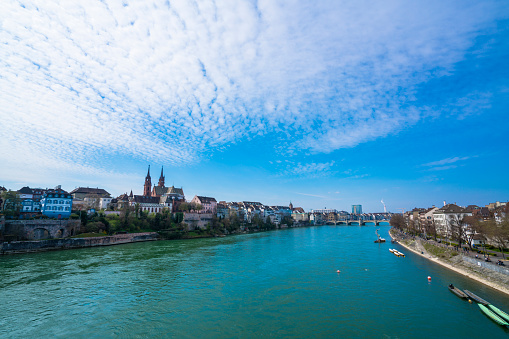 Rhine river at Basel,Switzerland Rhine flowing through Basel, Switzerland