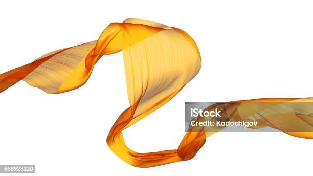 Abstract Flowing Orange Cloth Stock Photo - Download Image Now - Silk, Textile, Flying