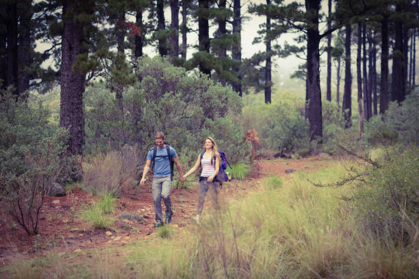 istock Young hiker couple hiking 668933084