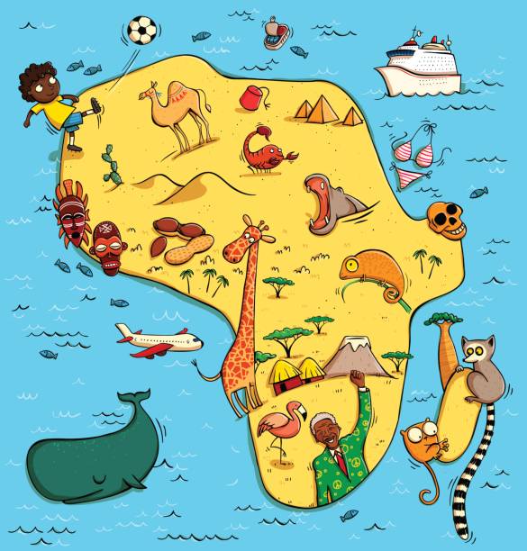 Illustrated Map of Africa vector art illustration