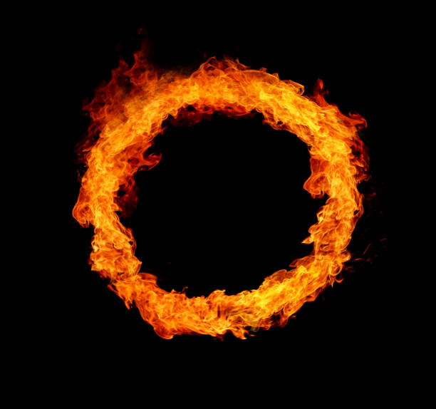 Fire ring, isolated on black background stock photo