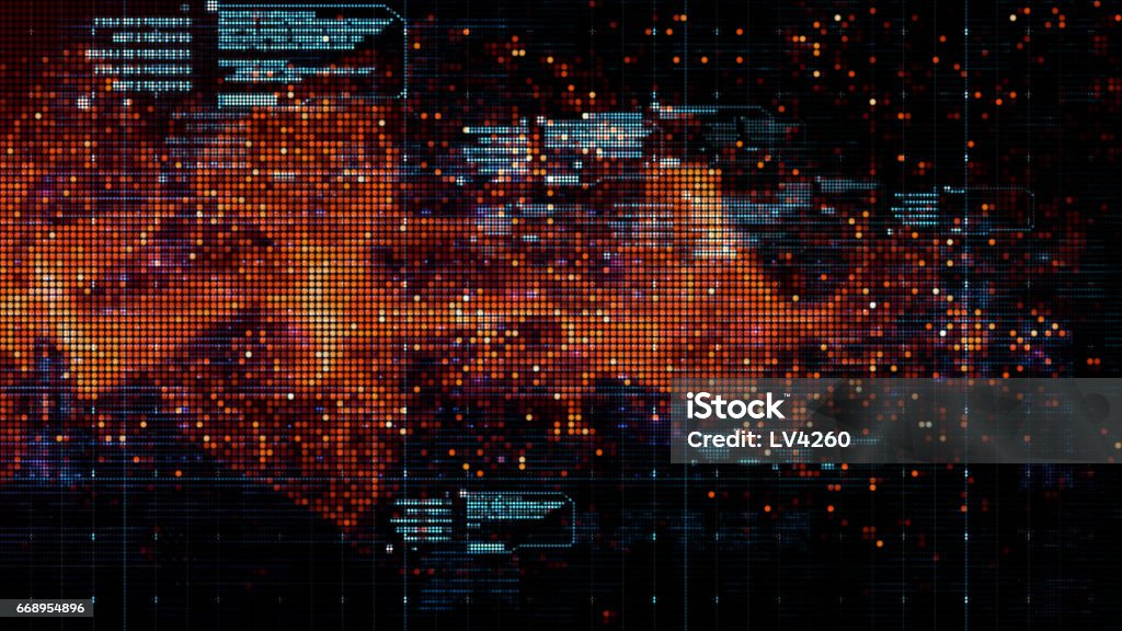 Digital Matrix Particles Grid Stock Illustration - Download Image Now ...