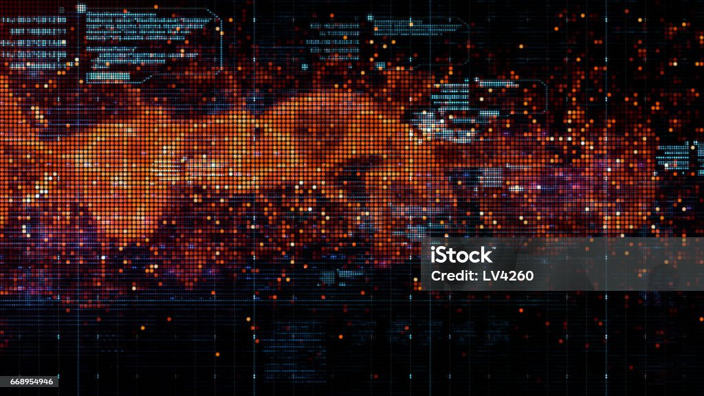 Digital Matrix Particles Grid Stock Illustration - Download Image Now ...