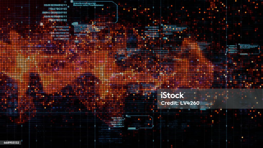 Digital Matrix Particles Grid Stock Illustration - Download Image Now ...
