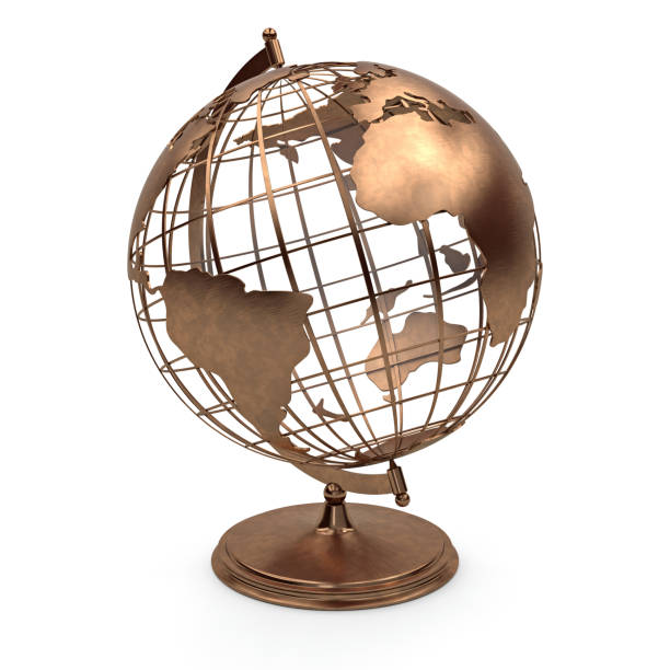 istock Metal retro globe view north america, europe, africa. 668955290