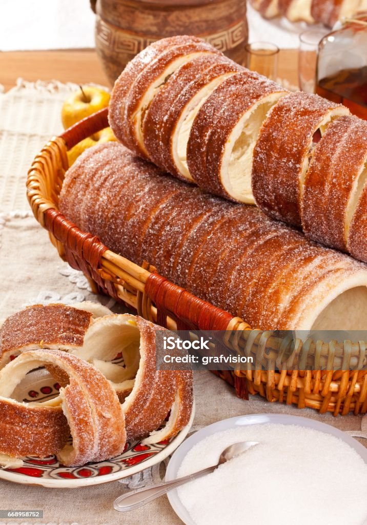 Traditional transylvanian dessert Traditional transylvanian dessert named kurtos kalacs Baked Stock Photo