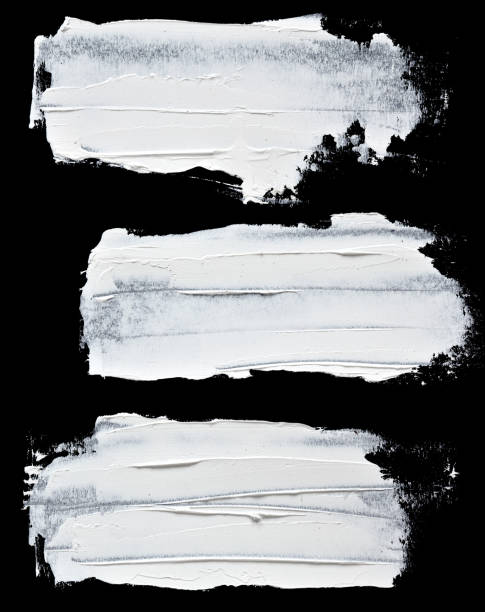 Set of white oil paint brush strokes Set of white oil paint brush strokes isolated on the black background oil painting photos stock pictures, royalty-free photos & images