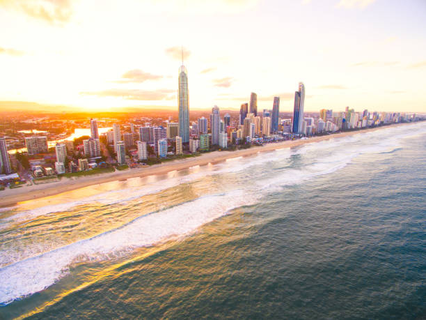 istock Surfers Paradise aerial image at sunset 668964666