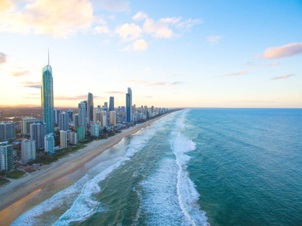istock Surfers Paradise aerial image at sunset 668964670