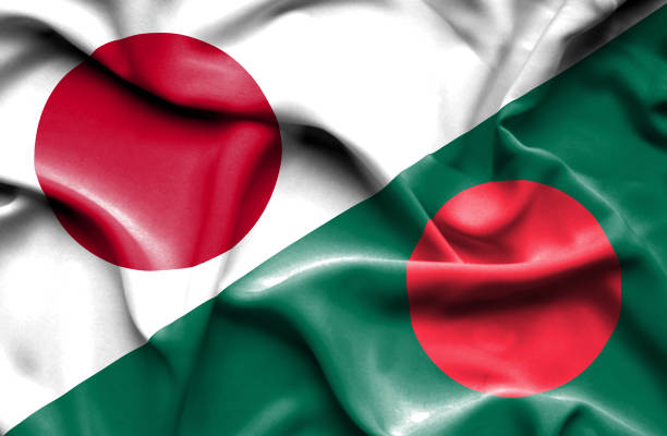istock Waving flag of Bangladesh and Japan 668968110