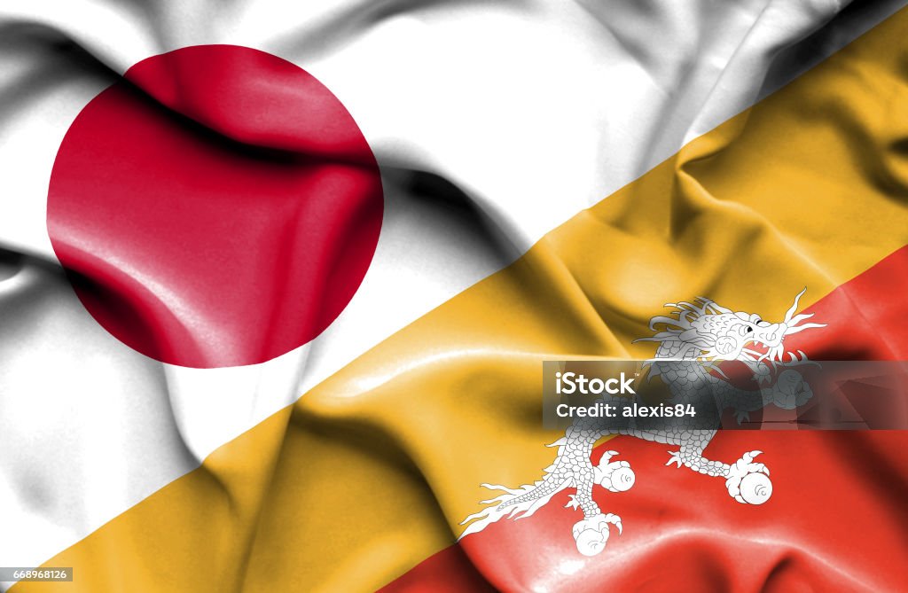 Bandiera del Bhutan e del Giappone - Illustrazione stock royalty-free di Accordo d'intesa