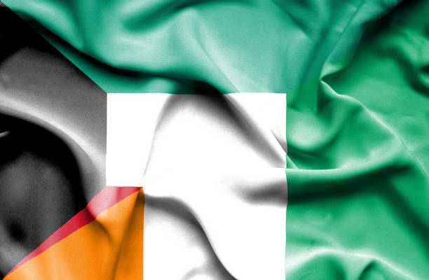 istock Waving flag of Ivory Coast and Kuwait 668968976