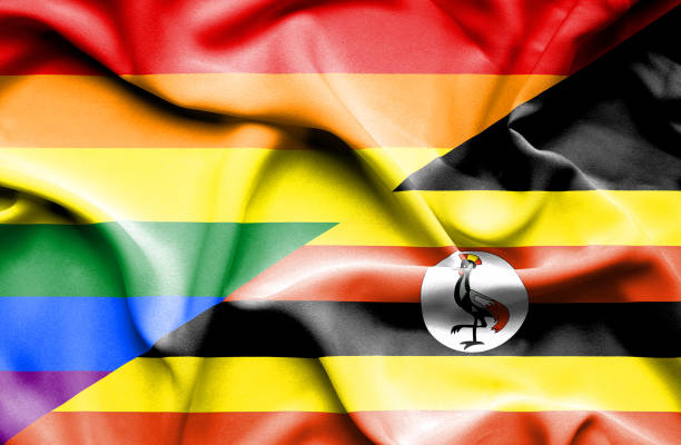Waving flag of Uganda and Pride Waving flag of Uganda and uganda stock illustrations