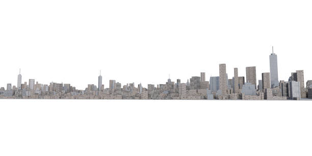 istock 3D rendering of isolated cityscape on white 668972784