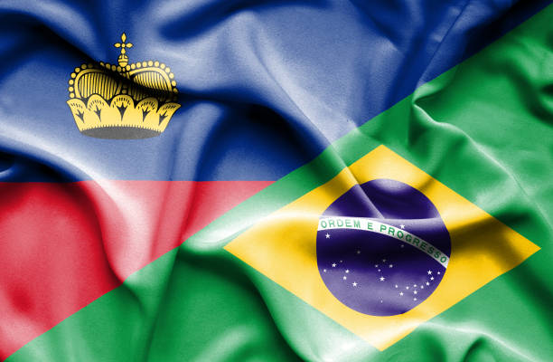 istock Waving flag of Brazil and Lichtenstein 668973366