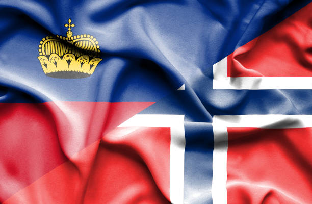 istock Waving flag of Norway and Lichtenstein 668973648