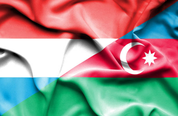 istock Waving flag of Azerbajan and Luxembourg 668976396