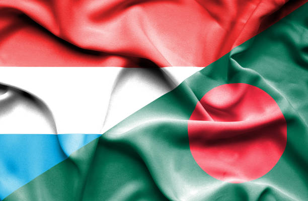 istock Waving flag of Bangladesh and Luxembourg 668976402