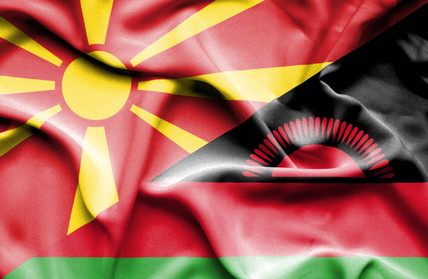 istock Waving flag of Malawi and Macedonia 668976888