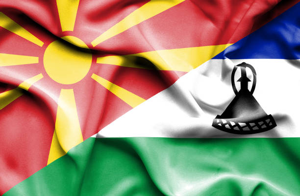 Waving flag of Lesotho and Macedonia Waving flag of Lesotho and Macedonia lesotho flag stock illustrations