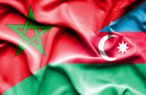 istock Waving flag of Azerbajan and Morocco 668982104