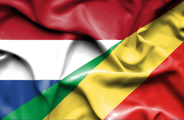 istock Waving flag of Congo Republic and Netherlands 668982416