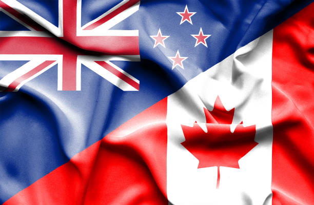 istock Waving flag of Canada and New Zealand 668982654
